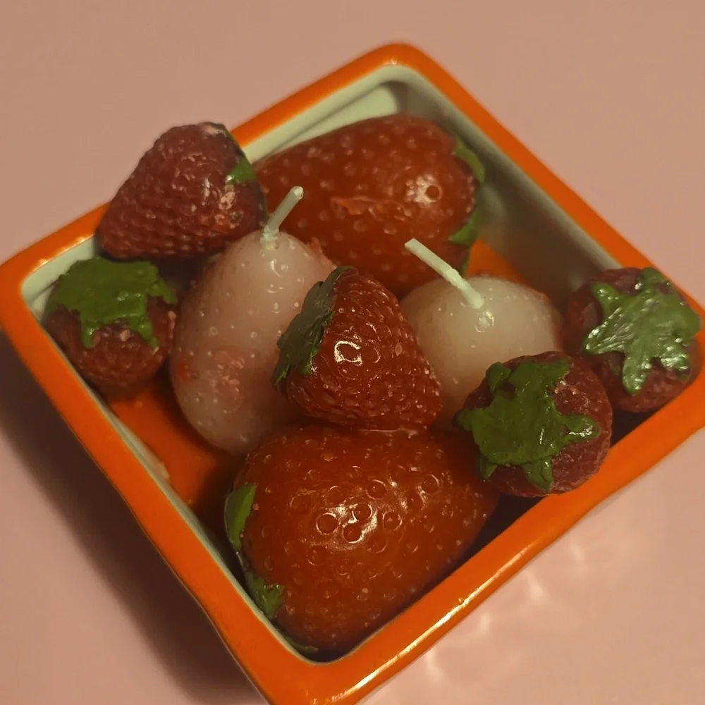 ❤️BUY 2 GET 1 FREE  Strawberry Basket Ceramic Candle, Color Red/Pink, $48.00 USD